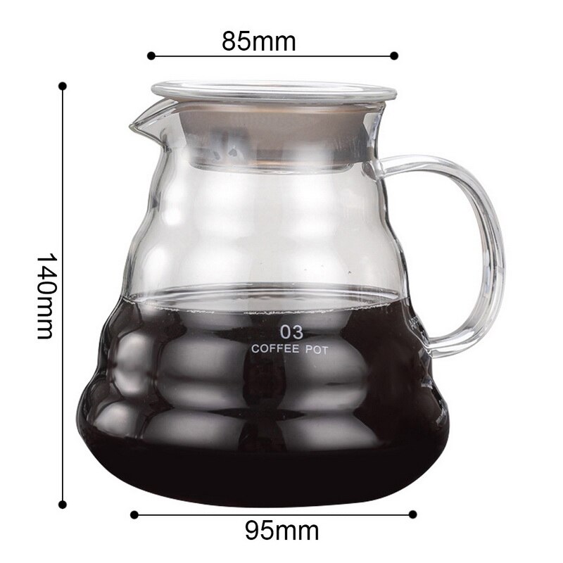 V60 Pour Over Glass Range Coffee Server 360ml 600ml 800ml Carafe Drip Coffee Pot Coffee Kettle Brewer Barista Percolator Clear: 800ml