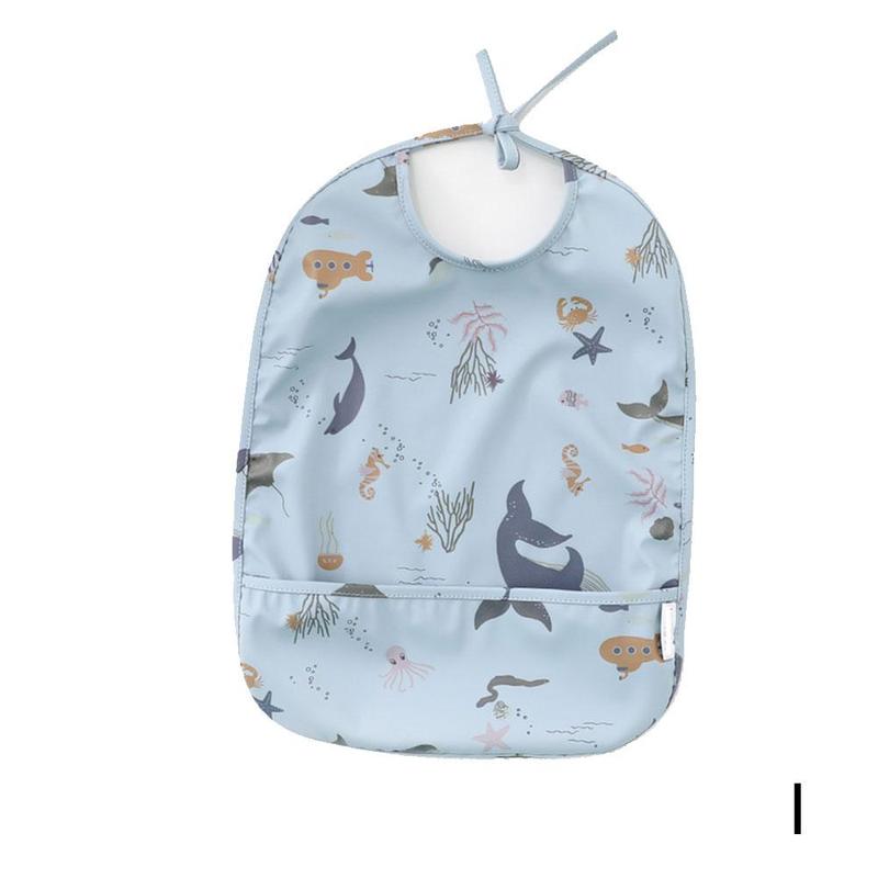 Baby Mouwloze Bib Met Pocket Baby Spullen Kinderen Accessoires Voeden Tekening Schort Waterdichte Verstelbare Leuke Print Slabbetjes: Sky Blue