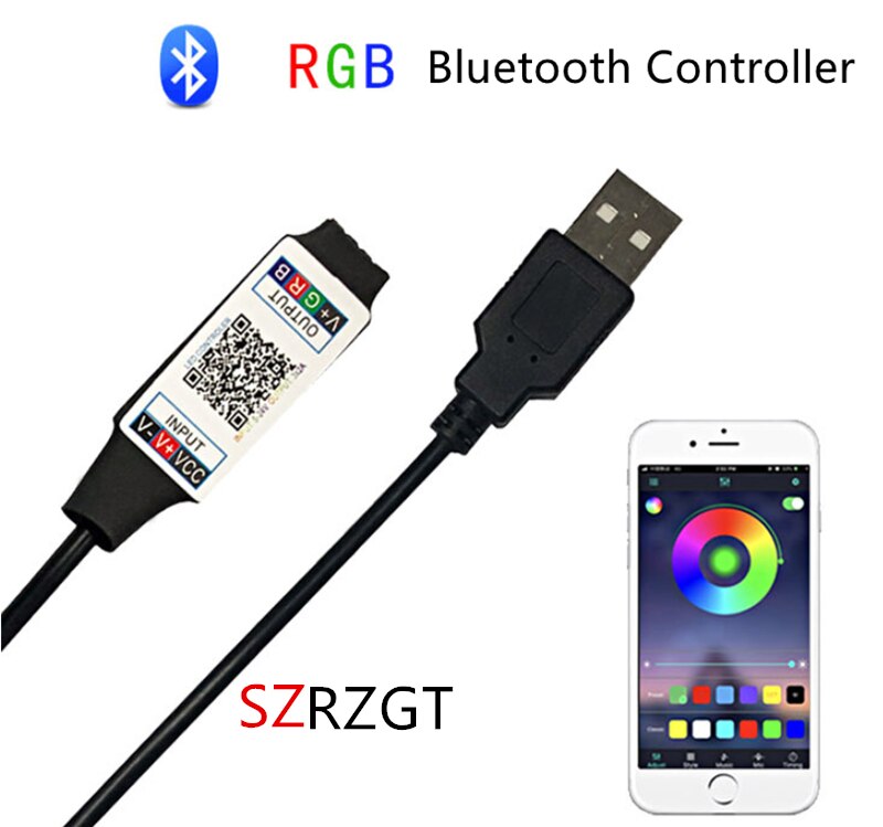 Mini RGB Bluetooth Controller USB 5V 12V 24V Music Bluetooth LED Controller Light Strip Controller For RGB LED Strip