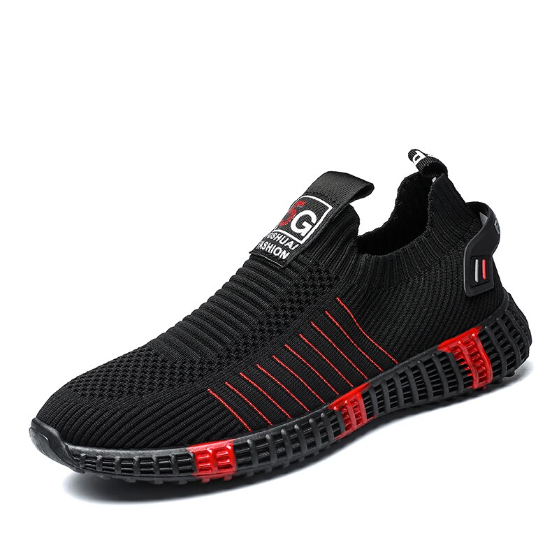 Mænd sneakers tenis sommer åndbare mandlige fodtøj mesh sko til mænd snøre vandre afslappet sko udendørs: Rød / 8.5