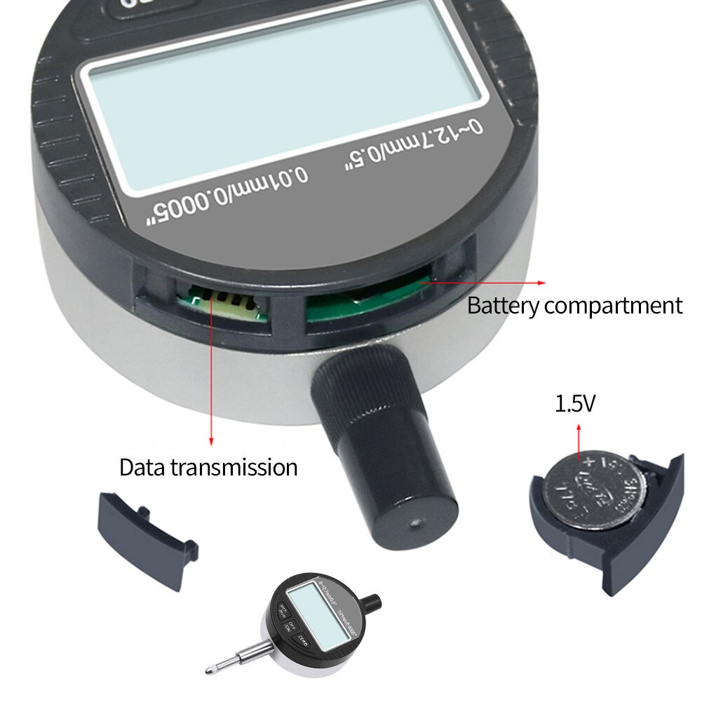 Digital Dial Indicator 0-12.7mm Electronic Gage Gauge Probe Tester Inch/Metric Precision Tool Black Clockwise Gage Gauge Tester