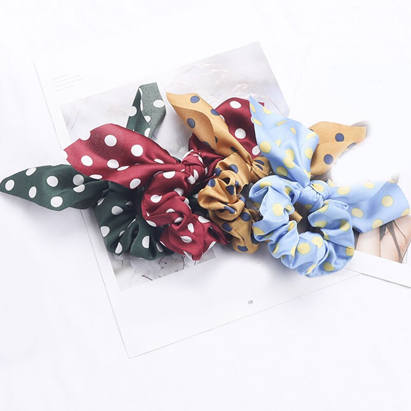 1PC Frauen Sommer Punkte Haar Scrunchie Stromer Haar Seil Krawatte Haar Bänder Pferdeschwanz Hersteller Flechter Stirnbänder Zubehör