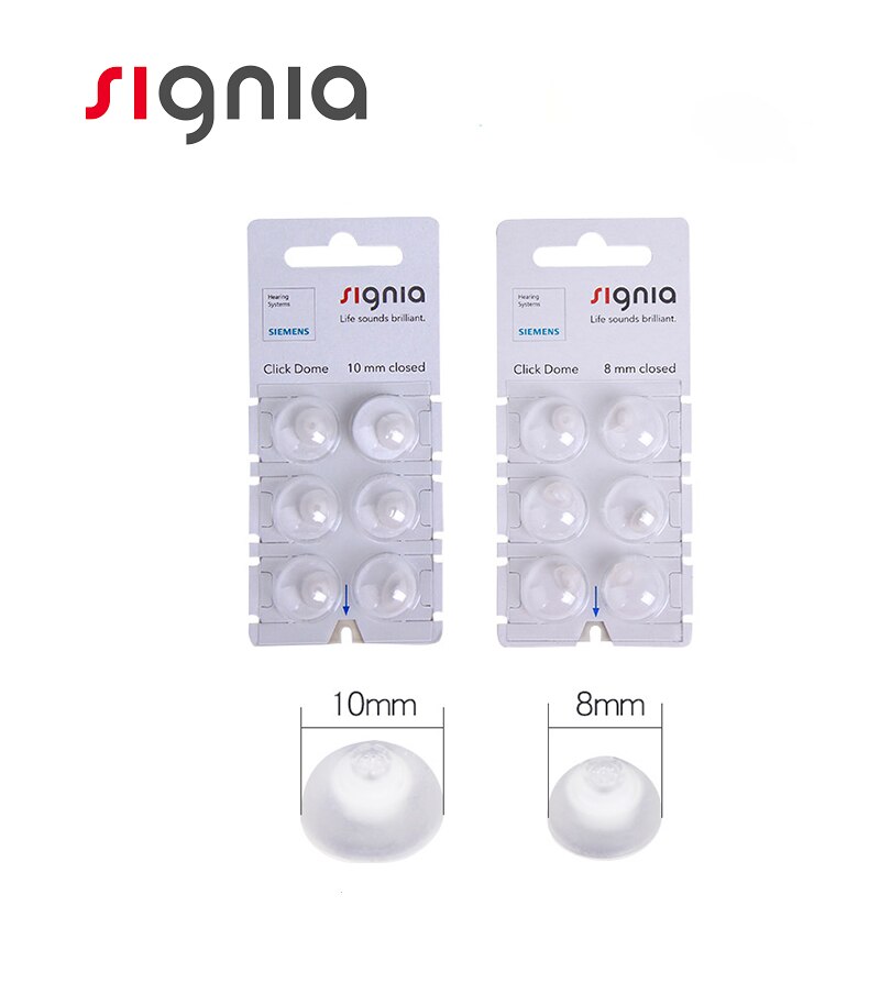 Siemens Signia Original Silicone Eardomes 6 Pieces of Ear Tips Click Sleeve Vented for CIC ITC and RIC Model Hering Aids