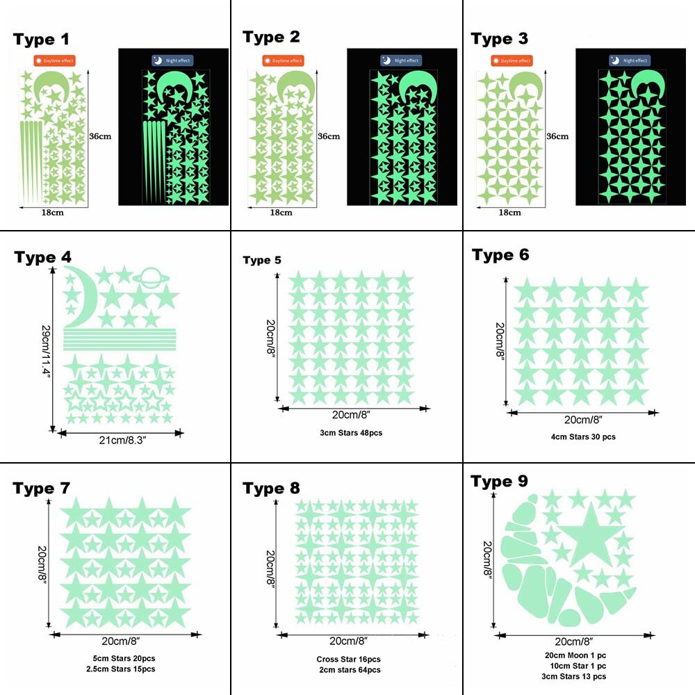 Bedroom Ceilling Luminous Stickers Glow In Dark Moon Universe 3D Fluorescent Bubble Sticker Stars Dots Kid Room Wall Art Decor