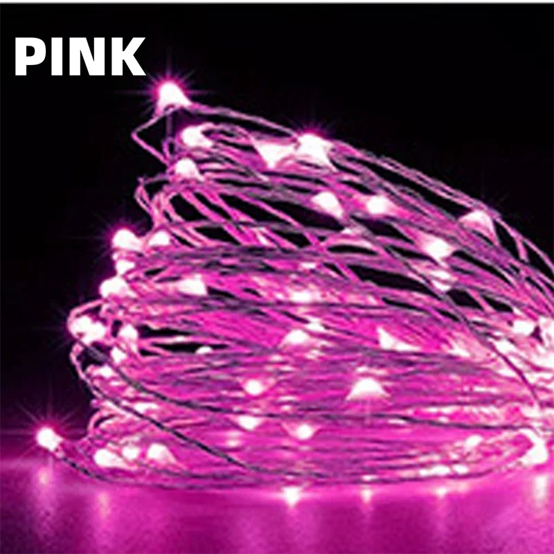 Guirnaldas de luces USB, guirnalda de luces USB, alambre de cobre, guirnalda de luces decorativas para decoración interior de Navidad y boda: Rosa / 0,5 W