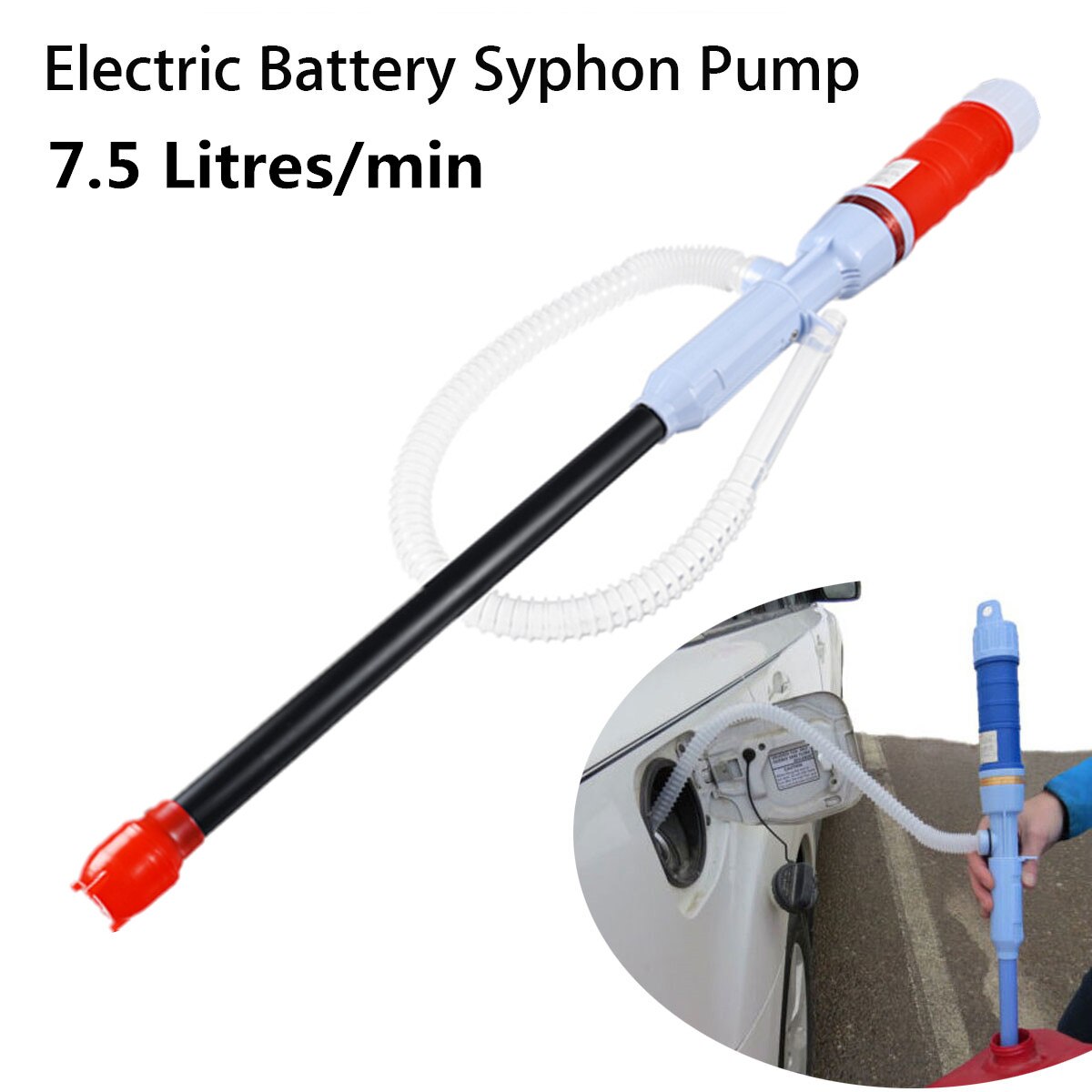 Powered Pump Diesel Fuel Solvent Portable Electric Battery Syphon Liquid Water Gas Oil Pump Power Transfer Tool Pumps Red