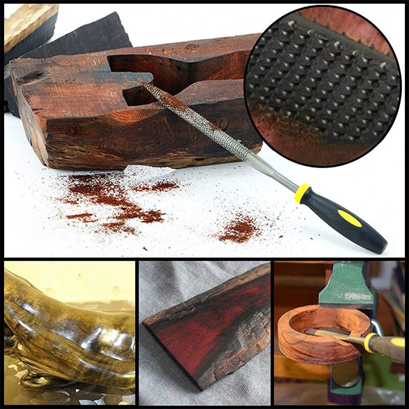 Alloy Steel File Set 16Pcs with Carry Case for for Woodwork and Metal 4 Large File and 12Pcs Needle Files, Soft Rubbery Handle