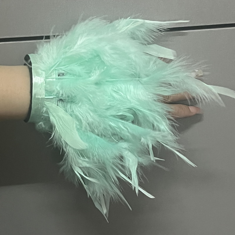 Ostrich Feather Cuff for women Feather cuffs for wrist feather snap bracelet nail photo cuffs Shirts cuffs with feather: army green