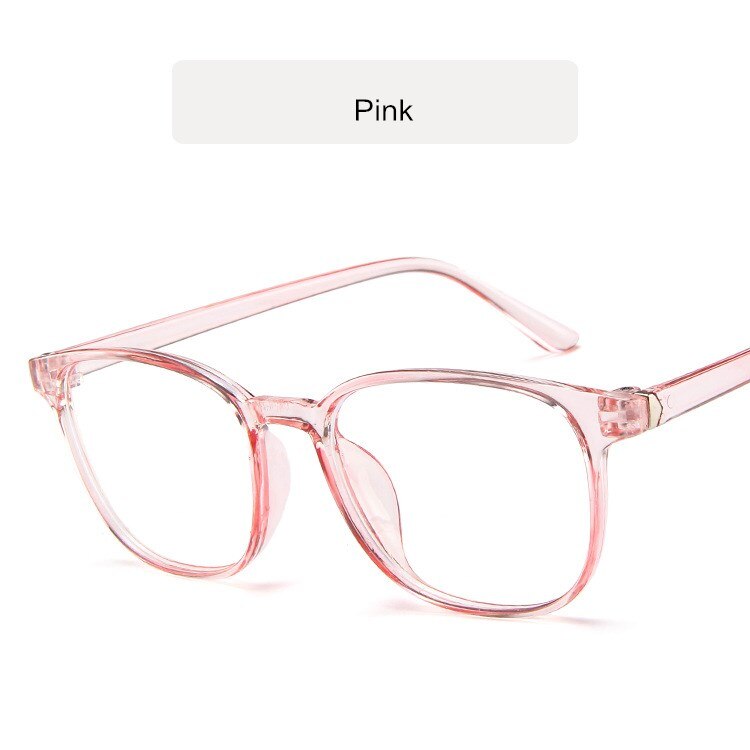 Vintage Square Anti-Blue Light Myopia Women Eyeglasses Plastic Glasses Frame Classic Men Computer Eye Glasses: Pink