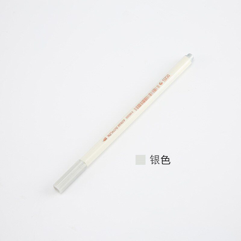 STA Metallic Colorful Brush Marker Pens 10 Colors Available Paint Pens for Decoration Photo Album Note book 1 Piece: silver