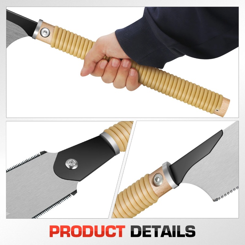Scie à bois japonaise, manche en rotin, outil de coupe transversale lisse et précis à haute efficacité pour couper des planches de bois