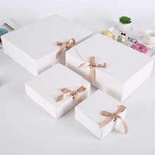 Vierkante Kraft Papier Doos Karton Pakket Valentijnsdag Snoep Opslag Dozen Met Linten