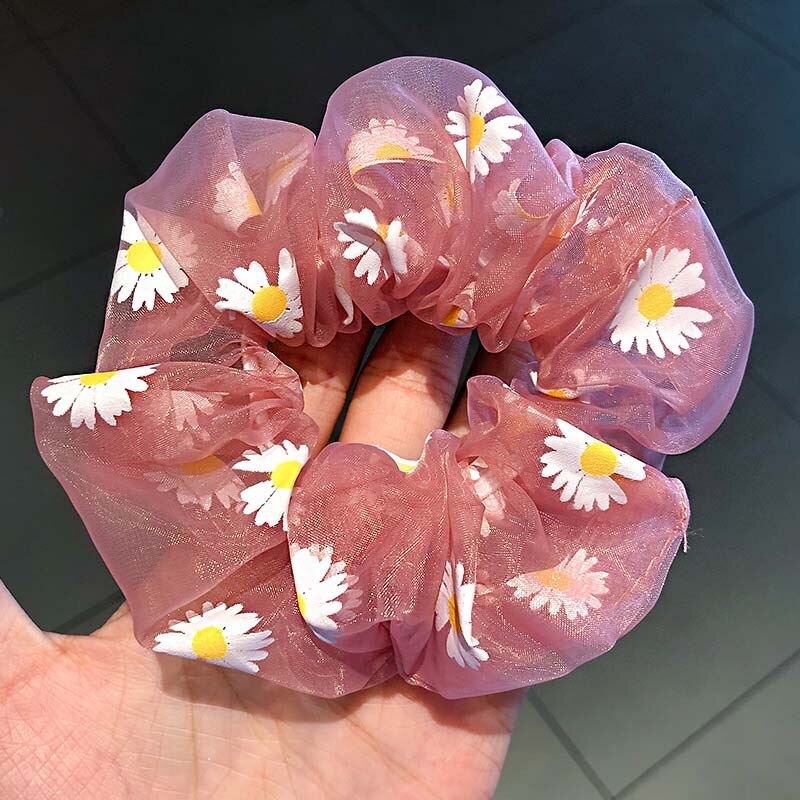 Diadema de margaritas de malla para niña, lazos para el pelo, accesorios para cabello de mujer, tocado: C