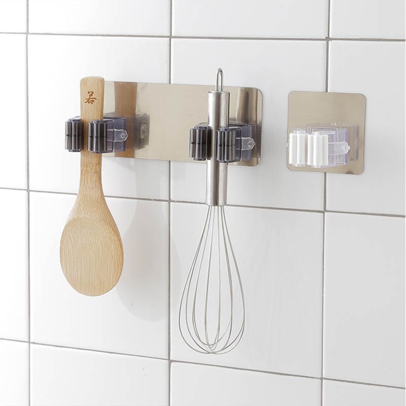 Multifunctional Traceless Sucker Hook Mop Holder Kitchen Rag Tools Broom Hanger Brush Storage Rack Suction Cup