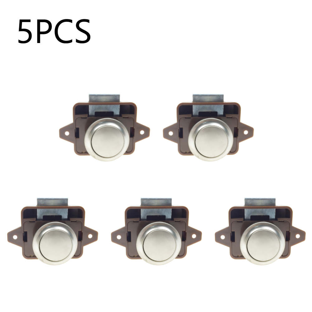 5/1 Uds. Cerradura de empuje de aleación de Zinc para Camper, coche, RV, caravana, barco, Motor, gabinete de casa, pestillo de cajón, cerraduras de botón para herrajes para muebles del hogar
