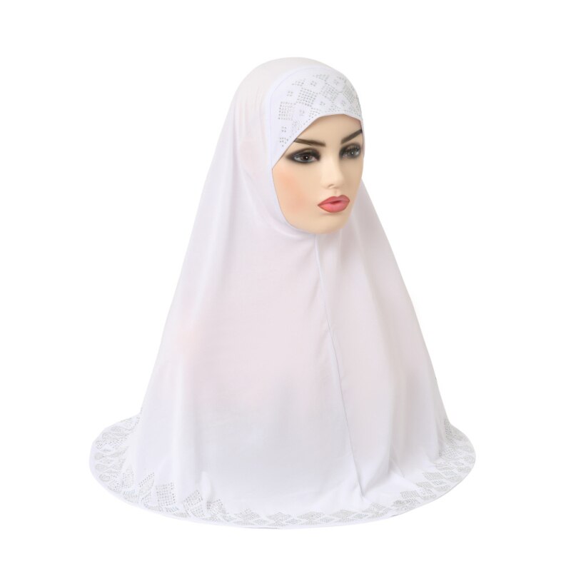 Al Amira – Hijab instantané arabe 1 pièce pour femmes musulmanes, châles, écharpe enveloppante, Turban de prière, prêt à porter, Khimar: WHITE