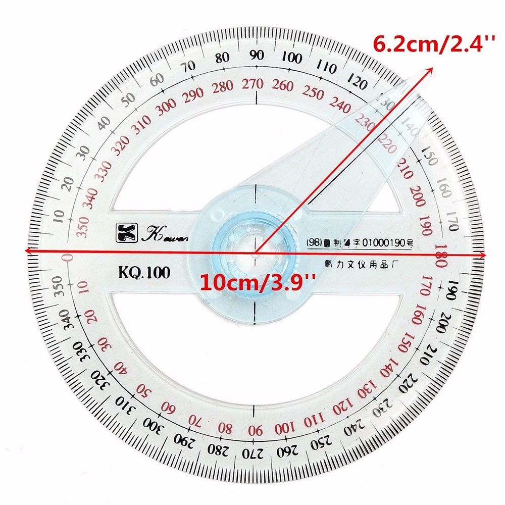 Plastic Round Ruler Patchwork Ruler 360 Degree Pointer Protractor Ruler Angle Finder Swing Arm For School Office Sewing Supplies