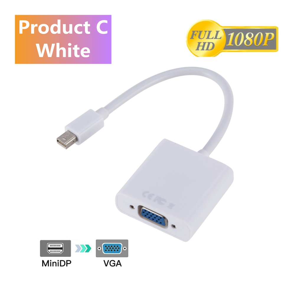 Grwibeou 3 w 1 Mini DP DisplayPort na HDMI VGA DVI Adapter Mini DP konwerter kabla dla MacBook Pro Air Mini DisplayPort: Product C White
