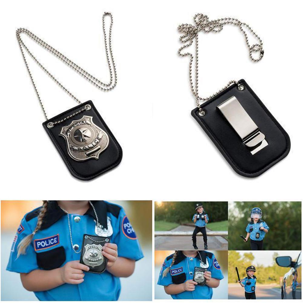 Dress Up Pretend Play America Police Special Badge With Chain And Belt Clip Toys For Boys Girls