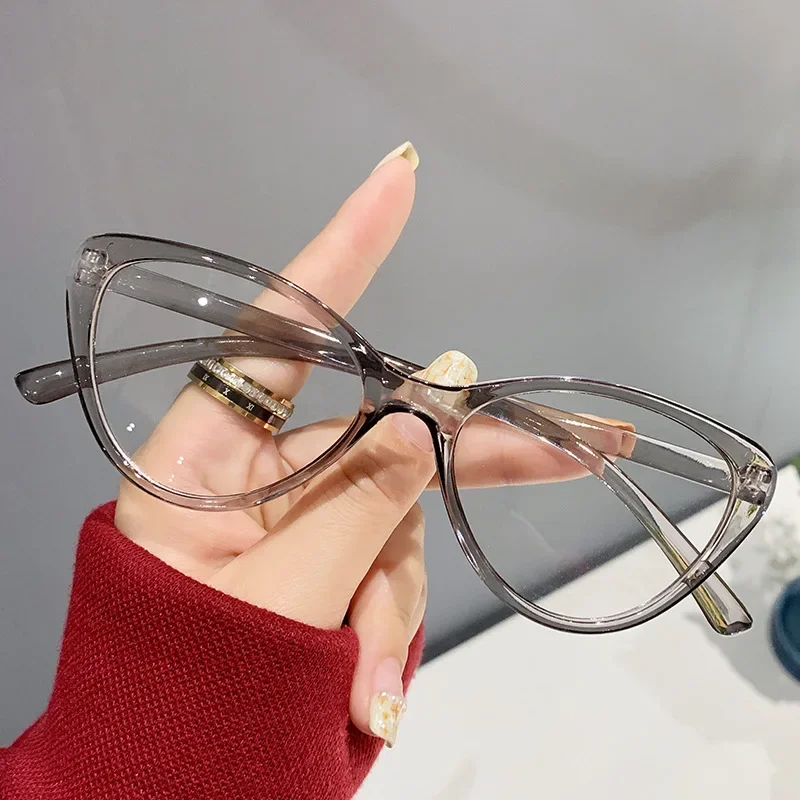 Trend Myopia Glasses for Women Men Retro Square Cat Eye Frame Minus Eyeglasses Prescription Eyewear Diopter 0 TO -4.0: GRAY / +150