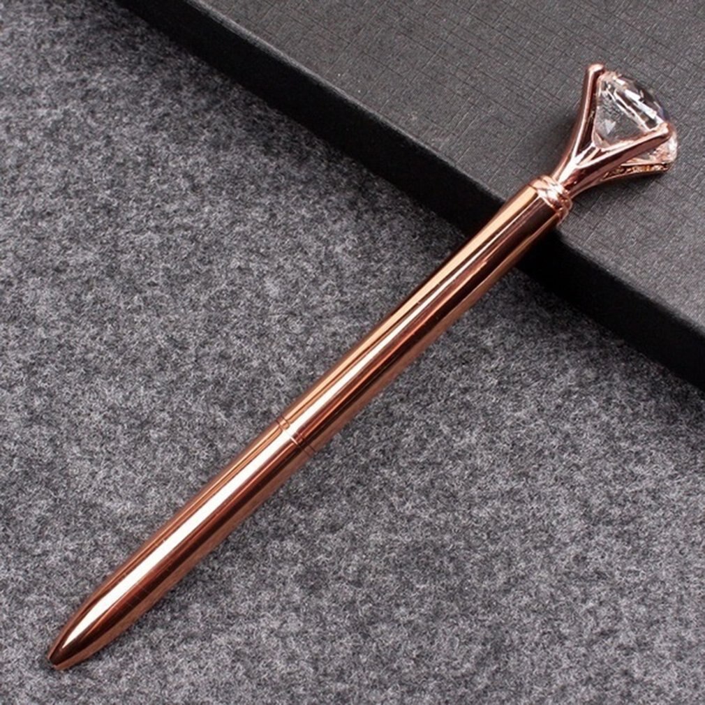 Luxury Portable Big Crystal Pen Diamond Ballpoint Pens Stationery Ballpen Home Office School Supplies: rose gold
