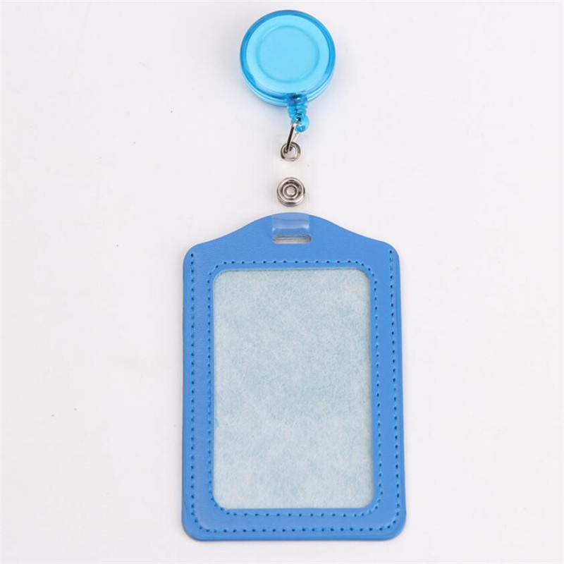 Bank Credit Card Houders Bus Id Identiteitskaarten Case Multicolor Badge Met Intrekbare Reel Werk Card Cover Pu Leer Kaarthouder: Blauw