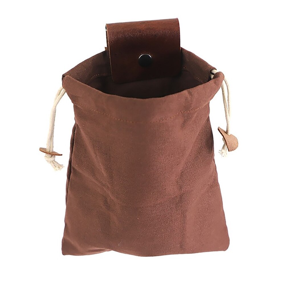 Bush craft – sac en toile en cuir PU, pochette de recherche de nourriture, sac de randonnée Camping pique-nique, ceintures sacs de rangement outils de plein air haute capacité: brown