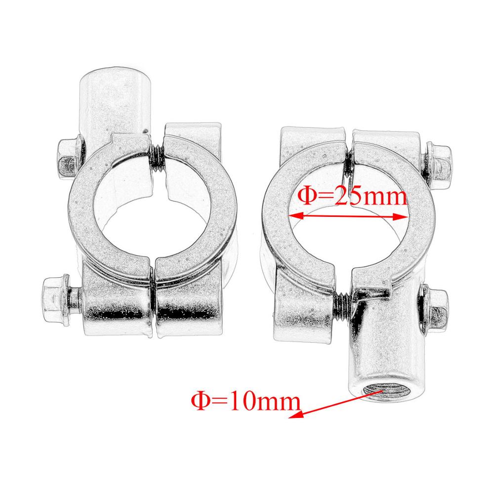 Abrazadera de montaje para espejo retrovisor de motocicleta, soporte de 2 piezas, 22mm, 10mm, 8mm, 10mm y 25mm: Silver 10mm 25mm