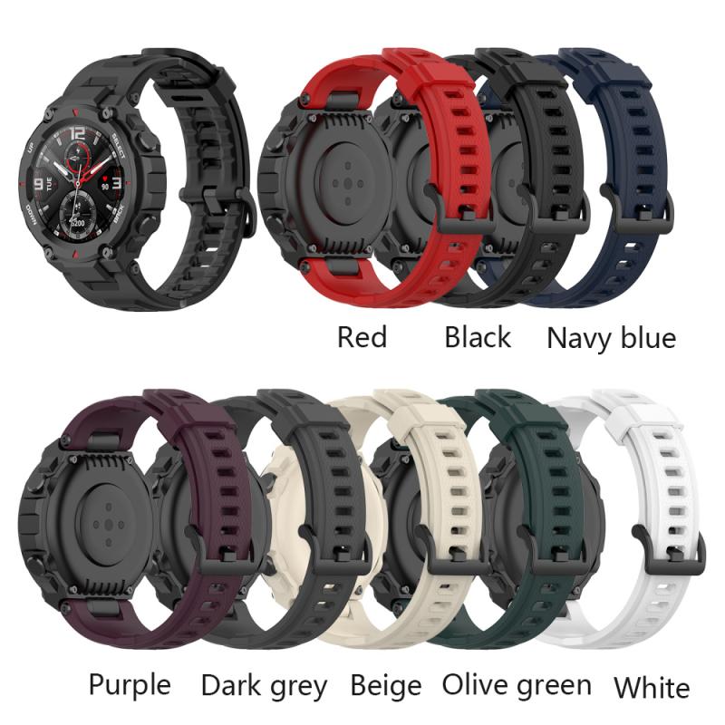 8 Kleuren Zachte Siliconen Horloge Band Voor Amazfit T-Rex Smart Horloge Armband Vervanging Polsband Verstelbare Sport Horloge Band