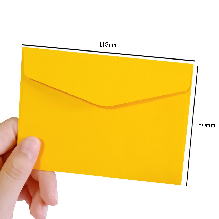 100Pcs/lot Candy Kraft Paper Colorful Blank Envelopes Greeting Cards Mini Envelopes Envelope 14 selectionschrismas: Yellow