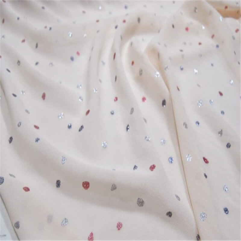 Tela Jacquard de seda brillante con de lunares, tejido de seda con estampado de puntos dorados, Jacquard metálico para decoración de primavera