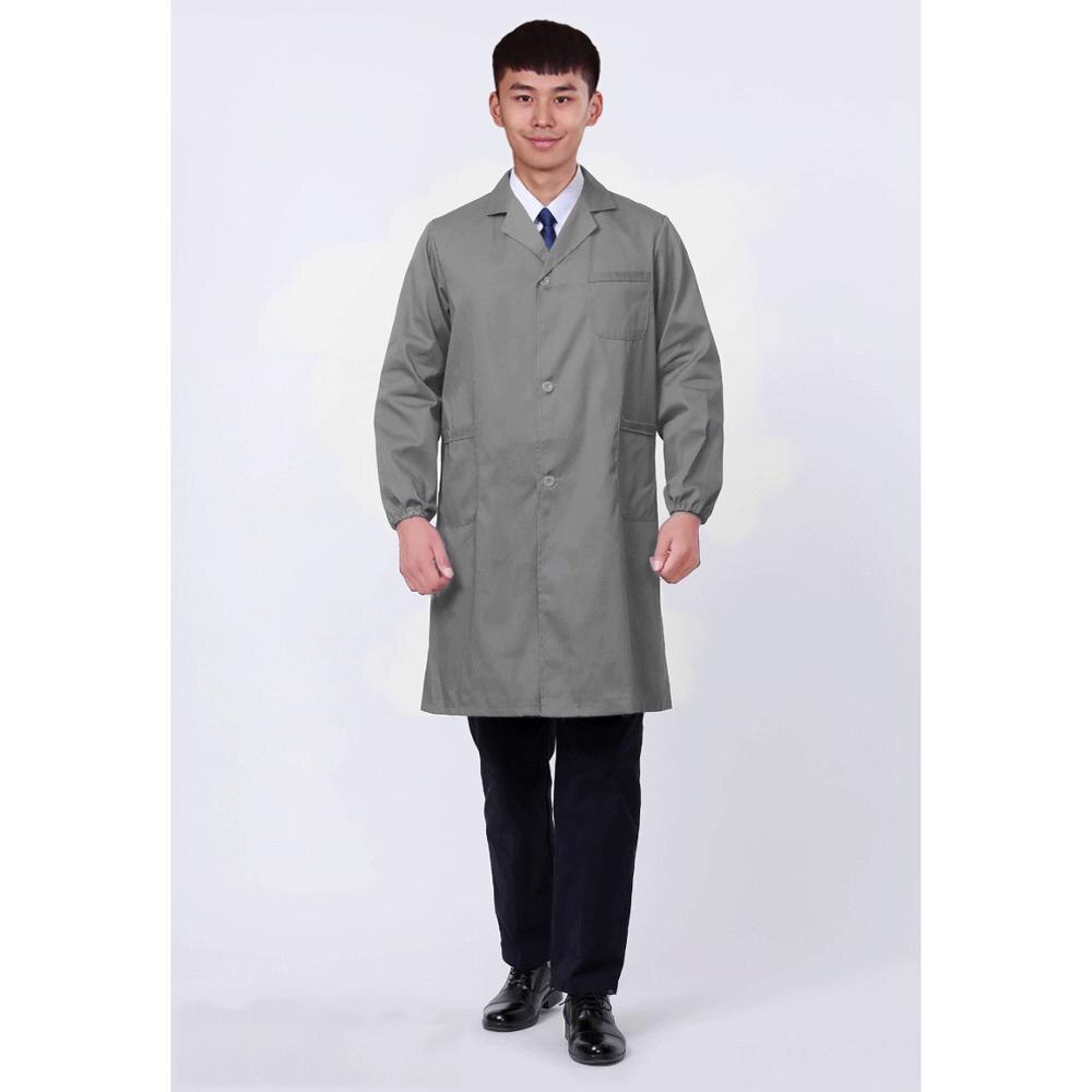 Uniform Coat Long Sleeve Lab Coat Work Clothes Pocket Workwear Summer Snickers Jacket Gown Gray Working Coveralls Men and Women: L