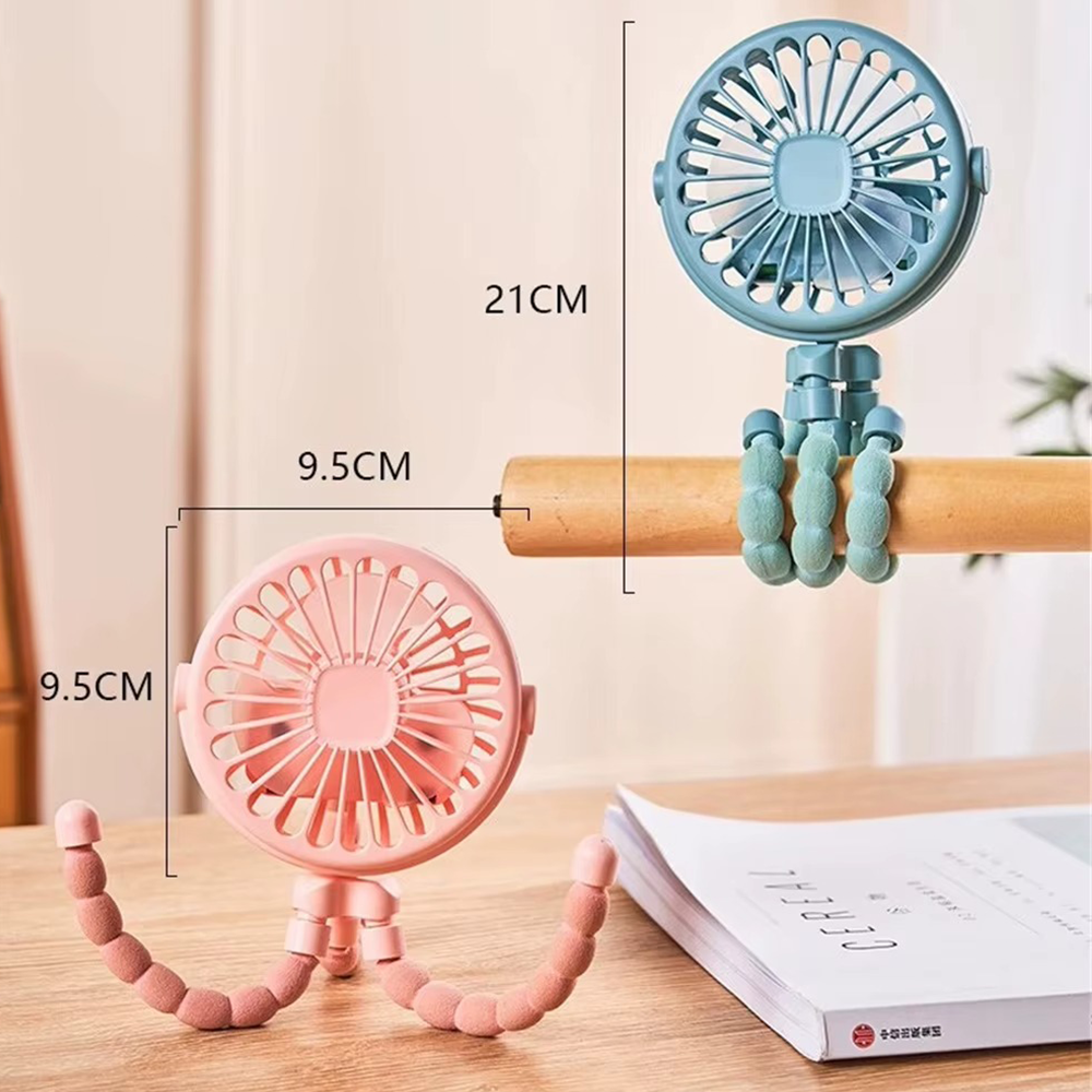 PANGDUBE Mini Fan voor Kinderwagen USB Oplaadbare Lithium Handheld Octopus Fan voor Wieg Kinderwagen Mini Draagbare Fan