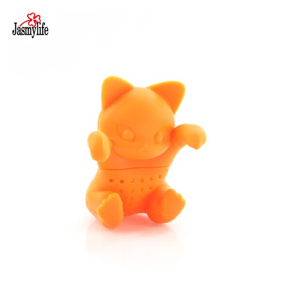 Djur söt tesil rolig tekanna återanvändbar sil med bricka teboll örtkryddfilter teverktyg: Katt