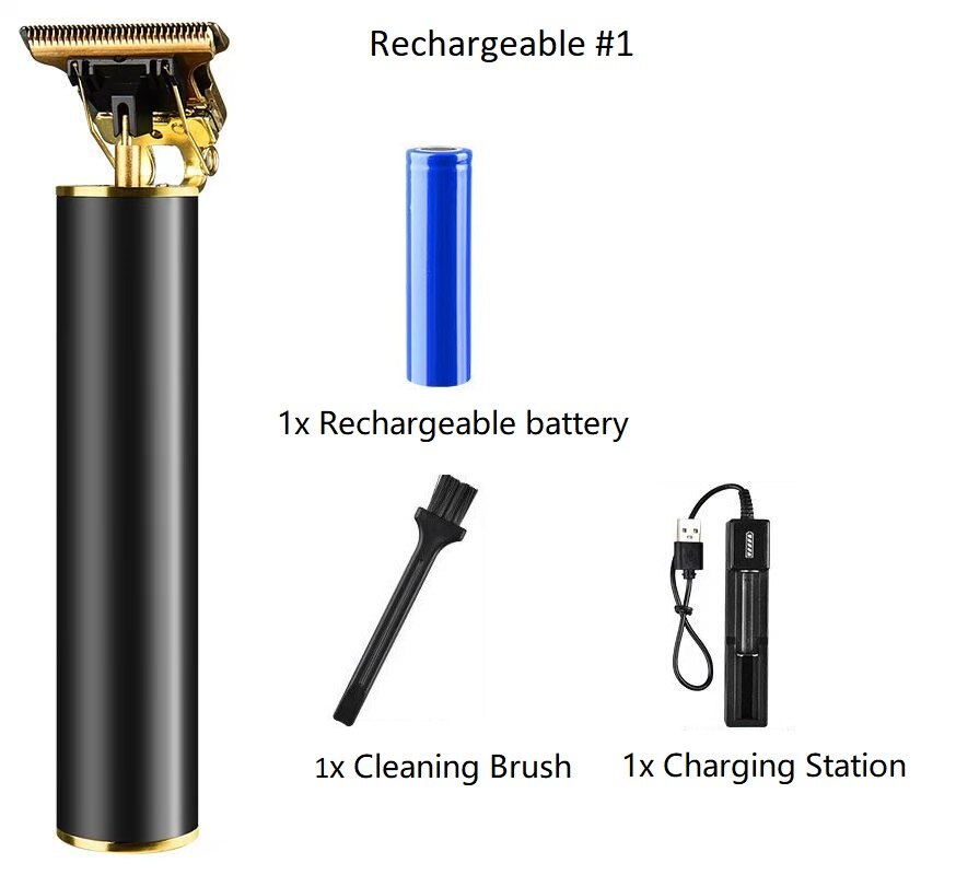 100-240V Pro Hair Clipper Rechargeable Beard Trimmer for Men Kids Barber Hair Cutting Machine Razor Cordless 0mm T-blade Cutter: Option A