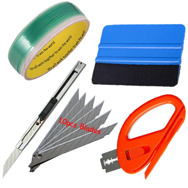 1 Set Knifeless Finish Line Tape Squeegee Cutter 10 Blade Vinyl Car Wrapping Tool Replacement Blades AT004A Vinyl Wrapping Tool