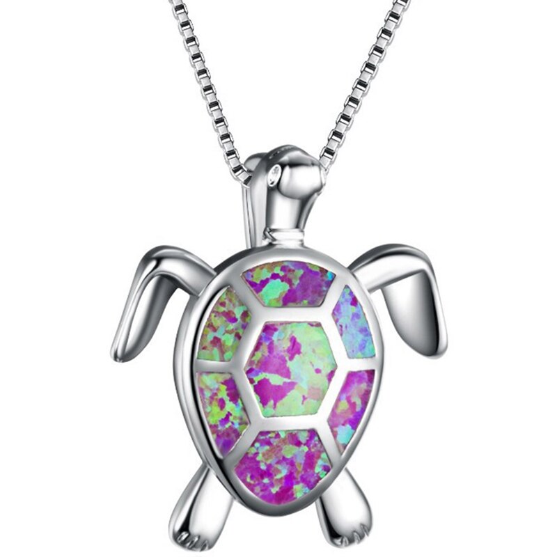 FDLK-collier avec pendentif tortue de mer, opale bleue, à la , pour femmes, bijoux de plage, Animal pour mariage, océan, idée: VIOLET