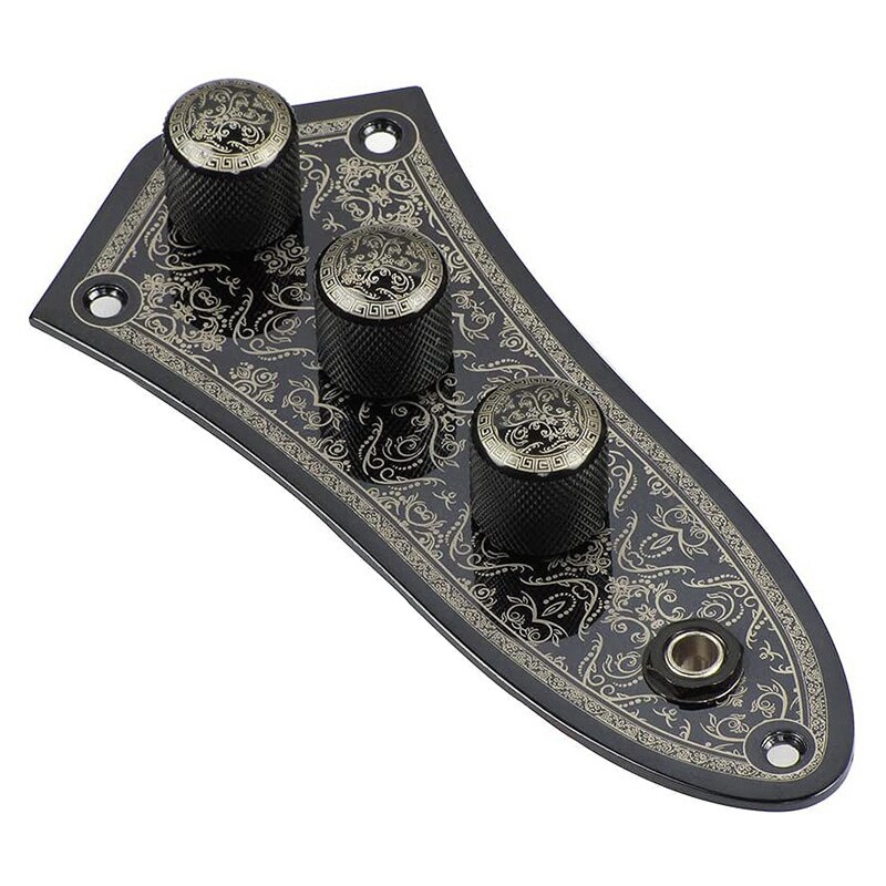 Bass Pre-Wired Switch Control Plate with Black Patterns for Fender Jazz Bass Part