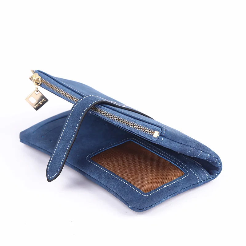 Women Wallets Drawstring Nubuck Leather Zipper Wallet Women's Long Purse Two Fold More Color Clutch