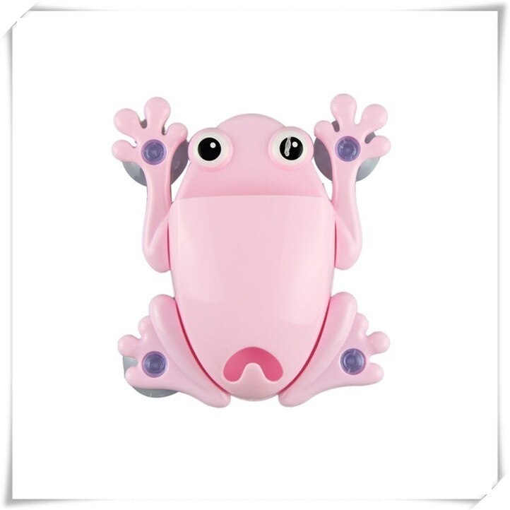 Un dessin animé ventouse grenouille porte-brosse à dents mur crochet d'aspiration porte-brosse à dents décor à la maison pour enfants accessoires de salle de bain: Rose