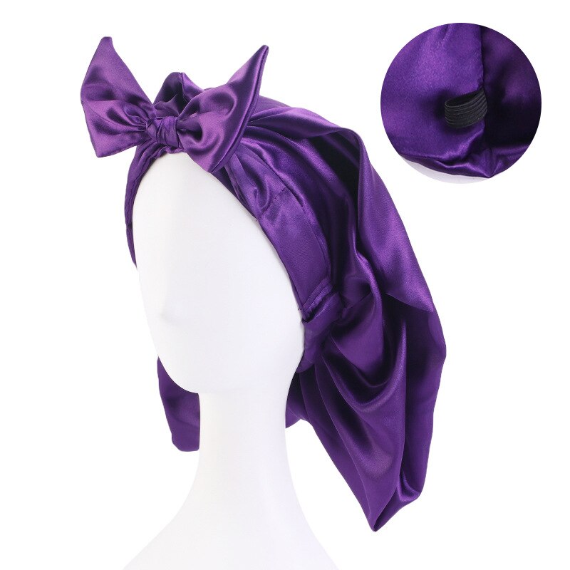 Bonnets de cheveux en Satin pour femmes, Bonnet de couchage soyeux avec bande élastique douce, grands Bonnets pour femmes: 8