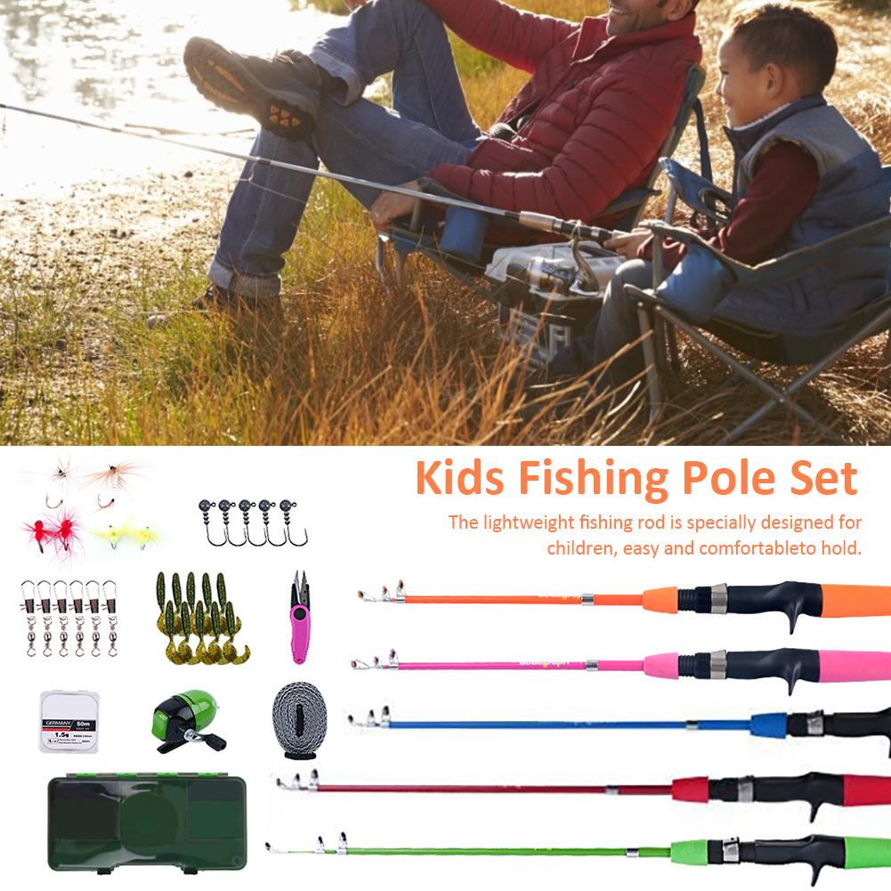 1.2m Beginner Fishing Rod Set Spinning /Casting Ice Fishing Rod Winter Fishing Gear Children Fishing Rod Include Reel