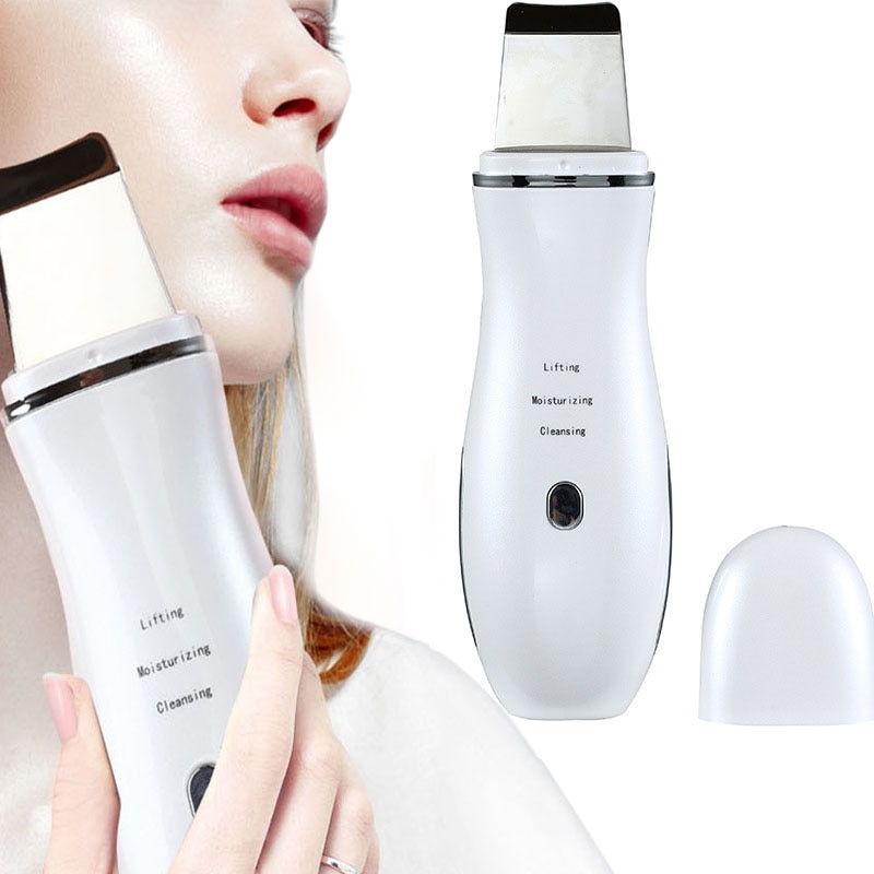 Ultrasonic Ion Face Skin Scrubber Facial Cleaner Cleansing Spatula Peeling Vibration Blackhead Removal Exfoliating