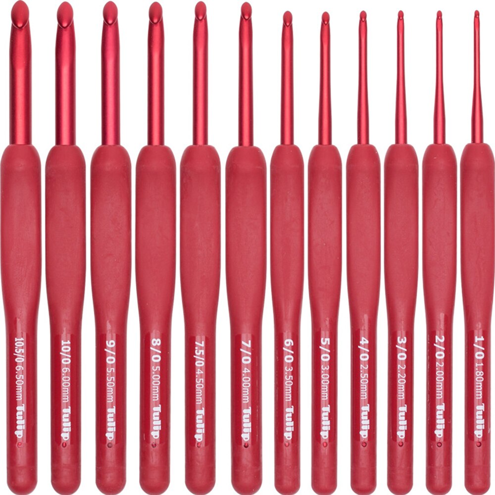 1PC Japan Tulip Brand Red Crochet Hook Aluminum Resin Knitting Needles Original authentic Upscale Imported Dia 1.8-6.5mm MMHXQ