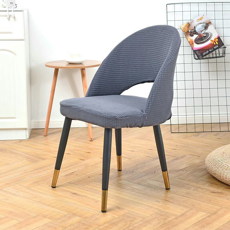 1Pcs Curved Chair Cover Hollow Back Jacquard Arc Armchair Covers Dining Chair Covers Spandex Home Bar Hotel House De Chaise: Yellow