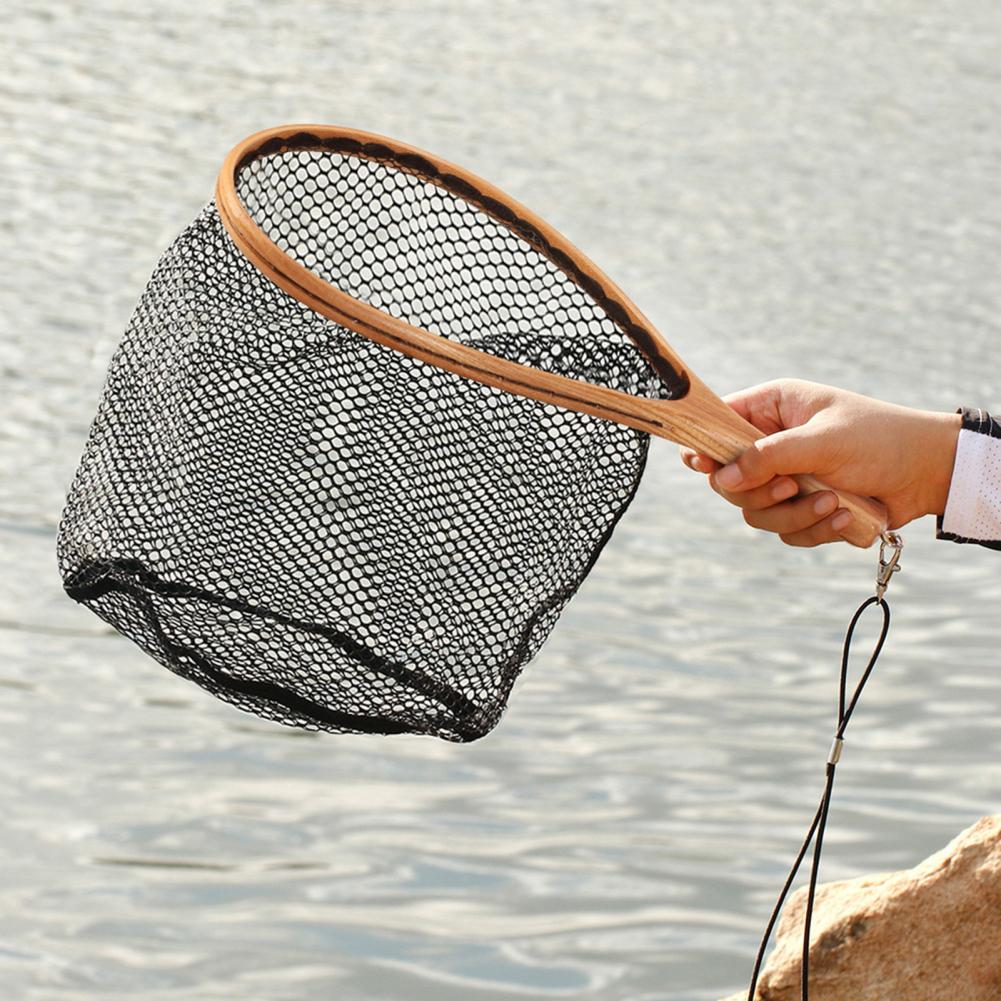 Fish Dipping Net Wood Handle Landing Dip Net Light... – Grandado