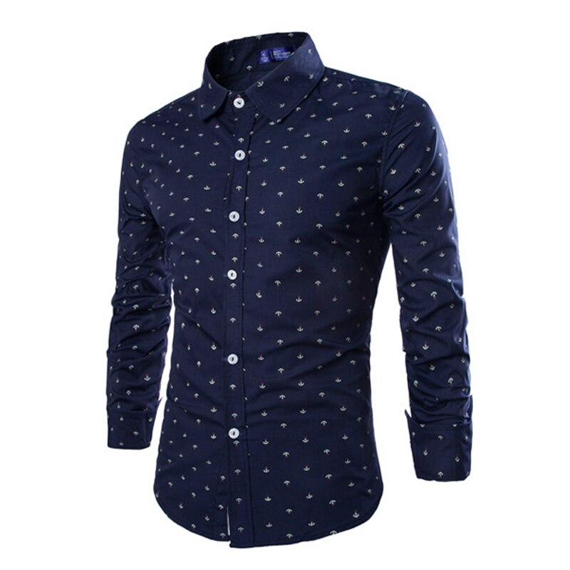 Casual skjorta för män slim fit herr casual prickskjorta långärmad formell klänning skjortor män manskläder camisa