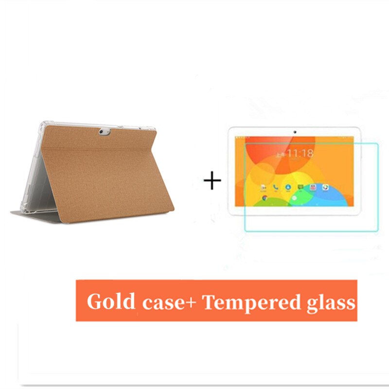 10.1&quot; Protective PU Case For ALLDOCUBE M5 M5 X Tablet PC,Folding Stand Case Cover For CUBE M5XS M5X Pro Tablet PC Add Film: Gold add glass