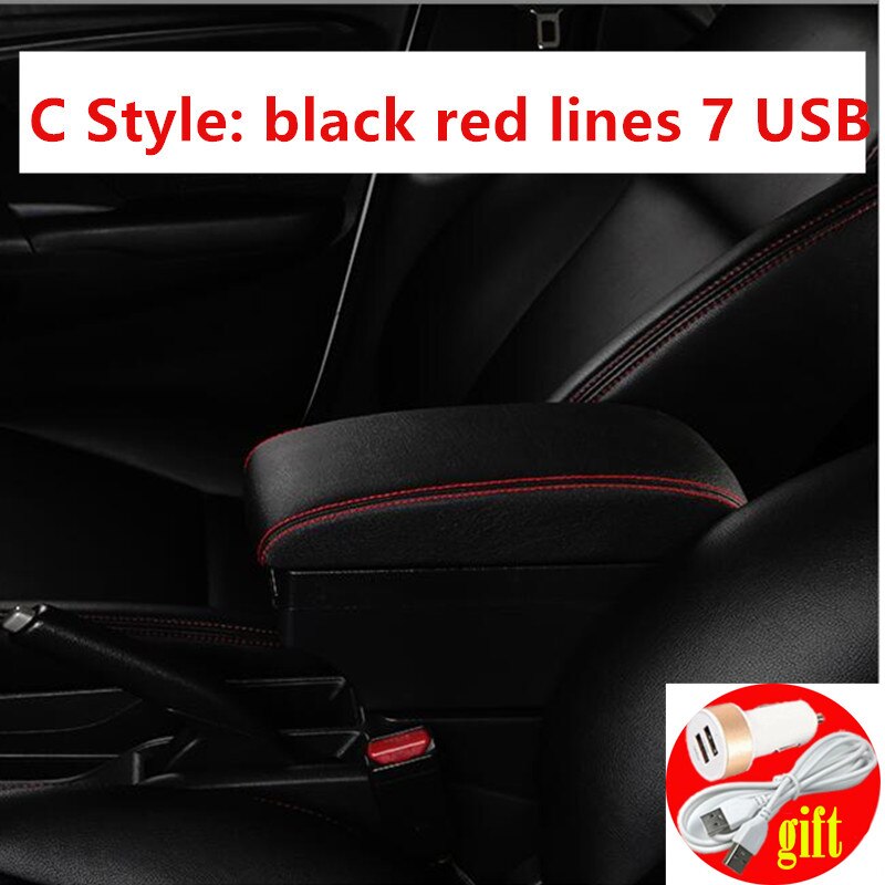 For MINI Cooper R53 R56 R57 R58 R60 Countryman car accessories interior Retrofit parts Car Armrest box Storage box: C black red line