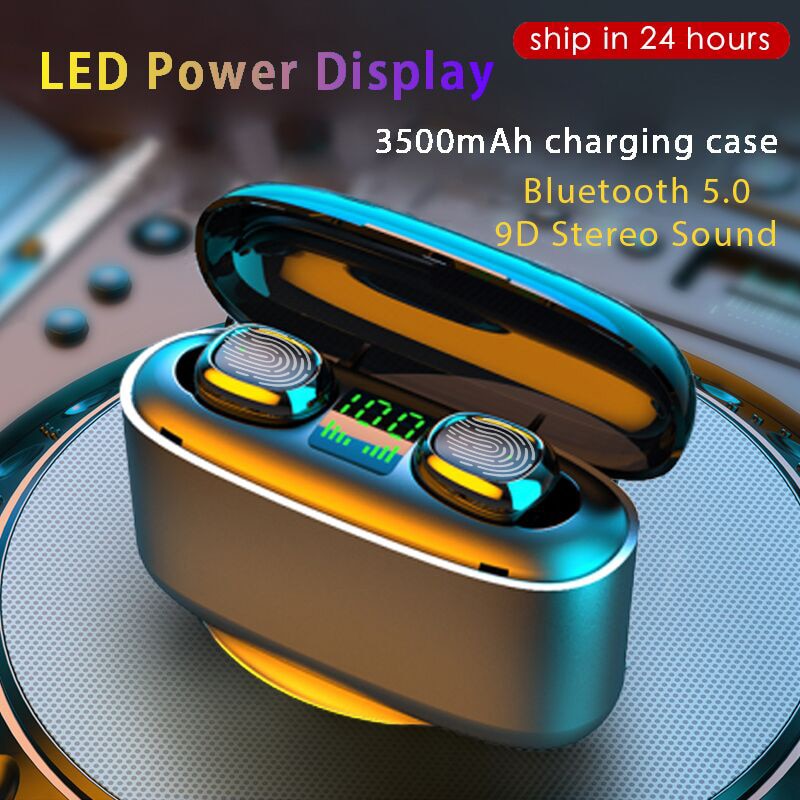 3500mah LED Bluetooth Wireless Earphones Headphones Earbuds TWS Touch Control Sport Headset Noise Cancel Waterproof